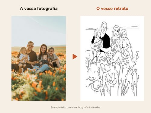 Retrato de família ilustrado, a partir das vossas fotografias